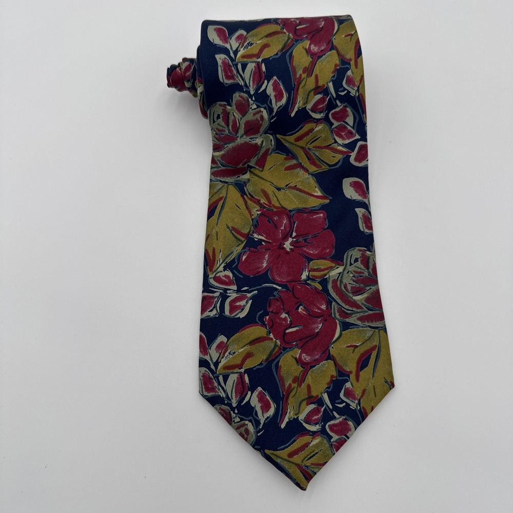 Boston Trader Men's Vintage Floral Multi-Color Tie ‎ 56" Made In USA 100% Silk